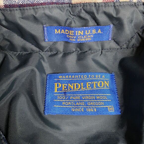 Pendleton Pure Virgin Wool Plaid Shacket Shirt Lined Collar USA Made Size Medium - Picture 4 of 7